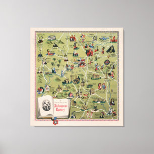 Impressão Em Tela Mapa de Dunlop do país de Shakespeare, Inglaterra