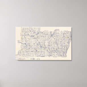 Impressão Em Tela Mapa de estradas 2 da bicicleta de Wisconsin