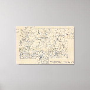 Impressão Em Tela Mapa de estradas 2 da bicicleta de Wisconsin