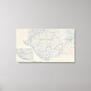 Impressão Em Tela Mapa de estradas 6 da bicicleta de Wisconsin