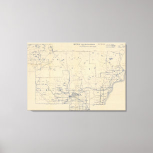 Impressão Em Tela Mapa de estradas 7 da bicicleta de Wisconsin