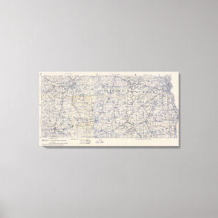 Impressão Em Tela Mapa de estradas da bicicleta de Wisconsin