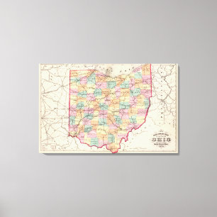 Impressão Em Tela Mapa de estradas novo do trilho do estado de Ohio
