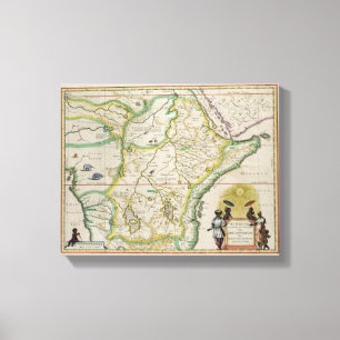 Impressão Em Tela Mapa de Etiópia que mostra cinco estados africano