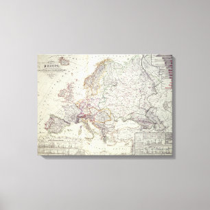 Impressão Em Tela Mapa de Europa, 1841