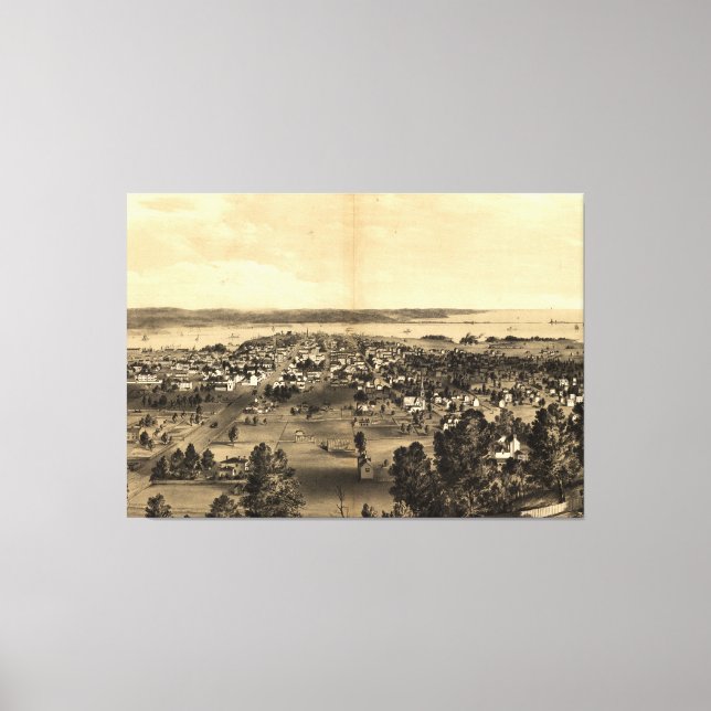 Impressão Em Tela Mapa de Hamilton Ontario (1859) (Frente)