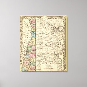 Impressão Em Tela Mapa de Hancock, Brooke, Ohio, condados de