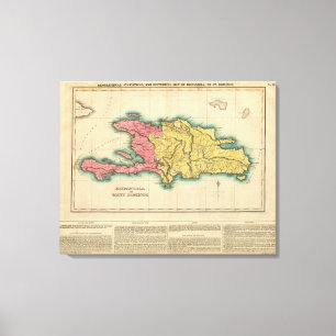Impressão Em Tela Mapa de Hispaniola, ou rua Domingo