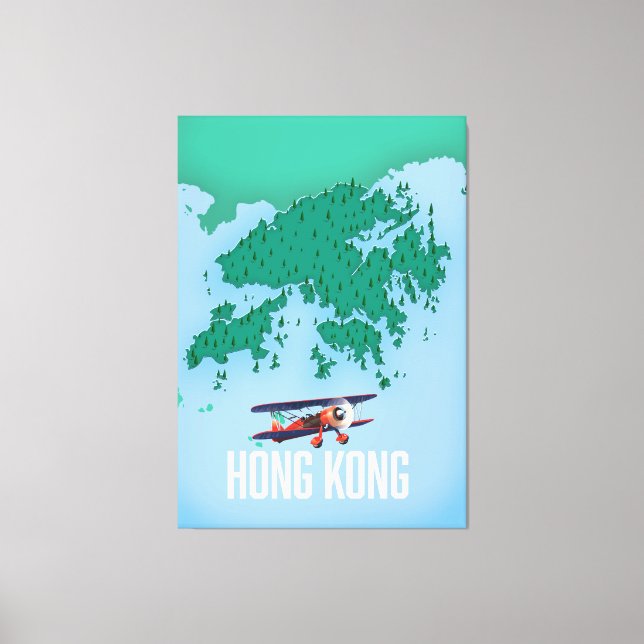 Impressão Em Tela Mapa de Hong Kong (Frente)