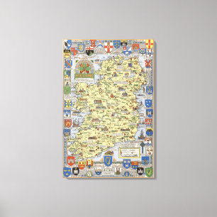 Impressão Em Tela Mapa de Ireland histórico