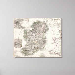 Impressão Em Tela Mapa de Ireland por Stieler