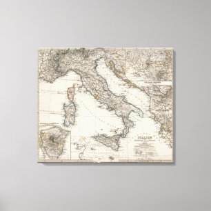 Impressão Em Tela Mapa de Italia por Stieler