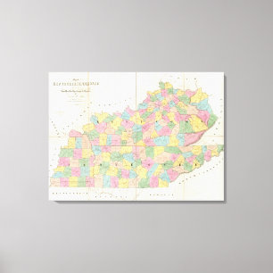 Impressão Em Tela Mapa de Kentucky & de Tennessee