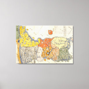 Impressão Em Tela Mapa de KoreaPanoramic do Norte e Sul