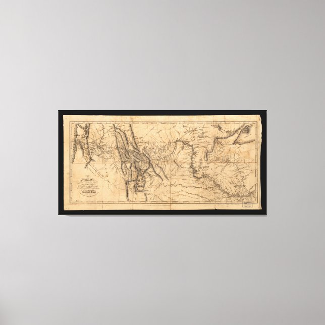 Impressão Em Tela Mapa de Lewis & Clark na América Ocidental 1814 (Frente)
