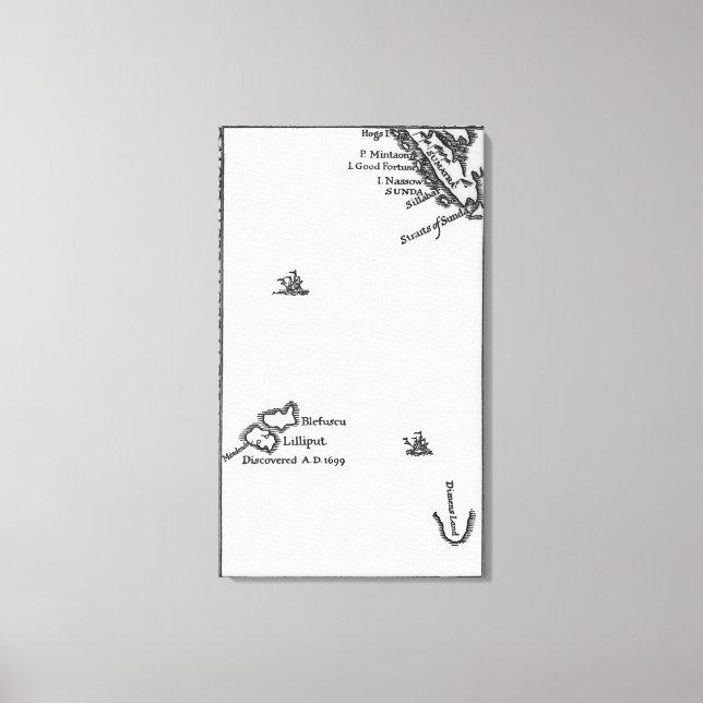 Impressão Em Tela Mapa de Lilliput e Blefuscu (Frente)