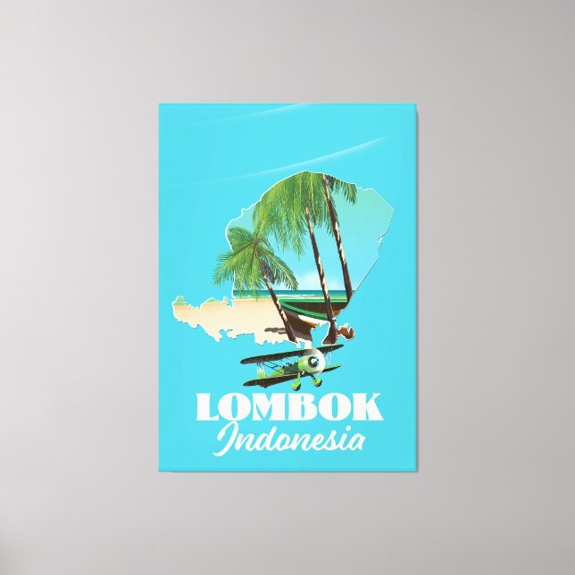Impressão Em Tela Mapa de Lombok na Indonésia (Frente)