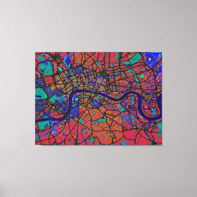 Impressão Em Tela Mapa de Londres na Inglaterra (Frente)