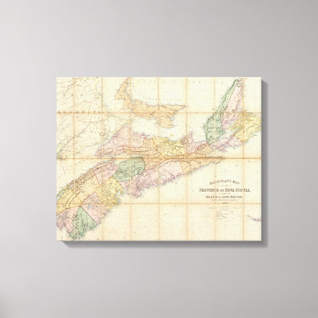 Impressão Em Tela Mapa de Mackinlay da Província da Nova Escócia (Frente)
