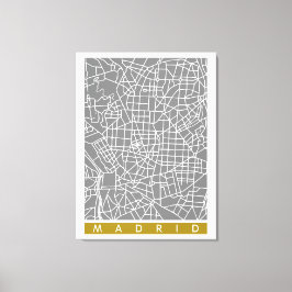 Impressão Em Tela Mapa de Madrid