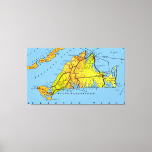 Impressão Em Tela Mapa de MÃES do Martha's Vineyard