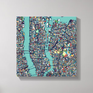 Impressão Em Tela Mapa de Manhattan Nova Iorque