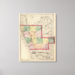 Impressão Em Tela Mapa de Muskegon County, Michigan