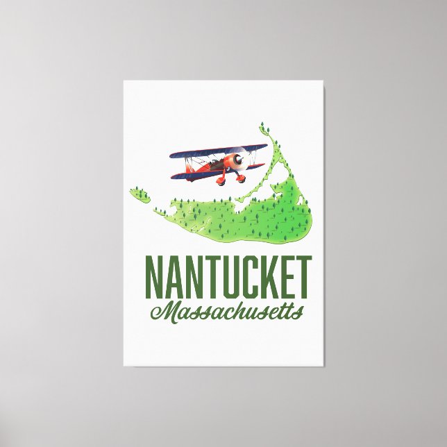 Impressão Em Tela Mapa de Nantucket Massachusetts (Frente)