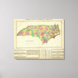 Impressão Em Tela Mapa de North Carolina