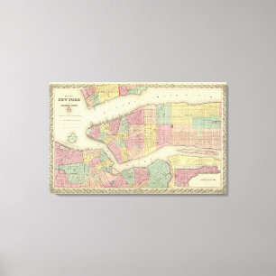 Impressão Em Tela Mapa De Nova Iorque E Das Cidades Adjacentes