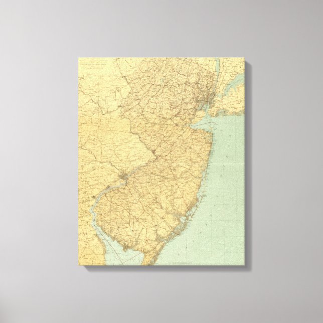 Impressão Em Tela Mapa de Nova Jersey (Frente)