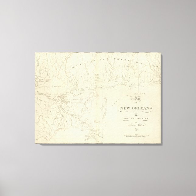 Impressão Em Tela Mapa de Nova Orleans (Frente)