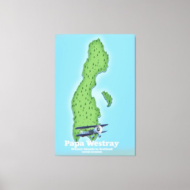 Impressão Em Tela Mapa de Papa Westray Escócia. (Frente)