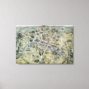 Impressão Em Tela Mapa de Paris durante as "Grands Travaux"