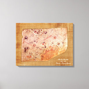 Impressão Em Tela Mapa de Piri Reis