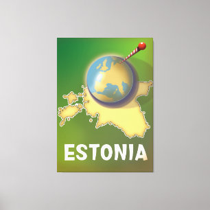 Impressão Em Tela Mapa de poster de viagem vintage da Estônia
