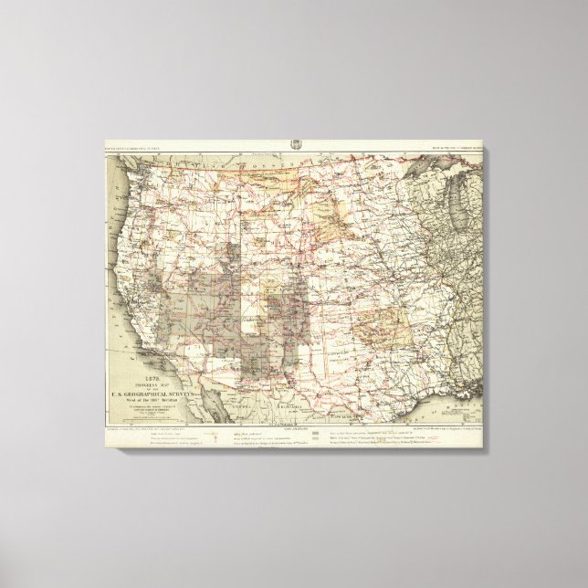 Impressão Em Tela Mapa de progresso de 1878 dos Inquéritos Geográfic (Frente)