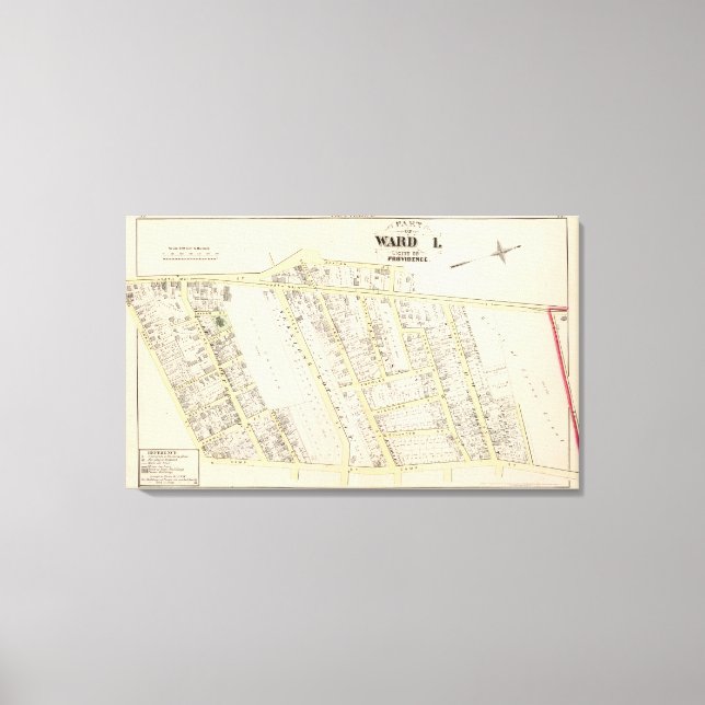 Impressão Em Tela Mapa de Providence Rhode Island (Frente)