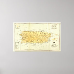 Impressão Em Tela Mapa de Puerto Rico (Porto RIco) cerca de 1898