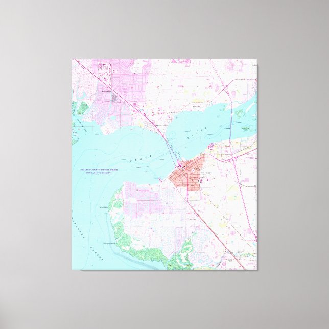 Impressão Em Tela Mapa de Punta Gorda & Port Charlotte Florida (1957 (Frente)