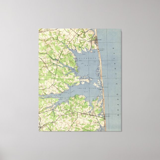 Impressão Em Tela Mapa de Rehoboth & Bethany Beach DE (1944) (Frente)