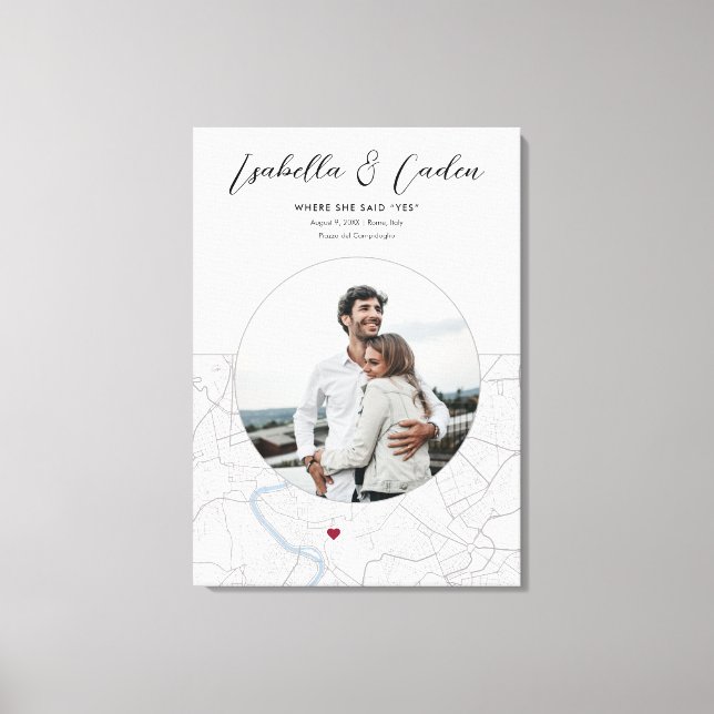 Impressão Em Tela Mapa de Roma Noivado Foto do Presente Vertical (Frente)