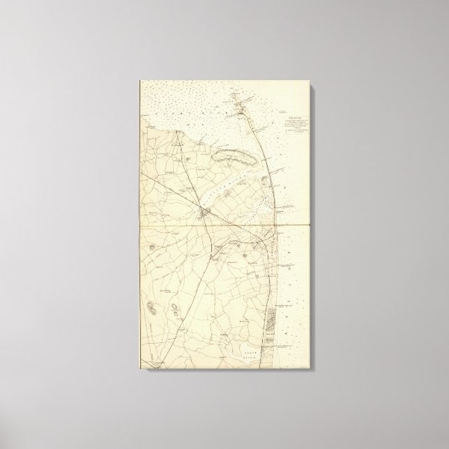 Impressão Em Tela Mapa de Sandy Hook para Tubarão (Frente)