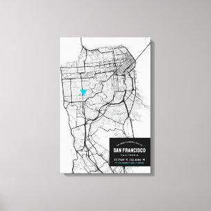 Impressão Em Tela Mapa de São Francisco + Marque sua localização