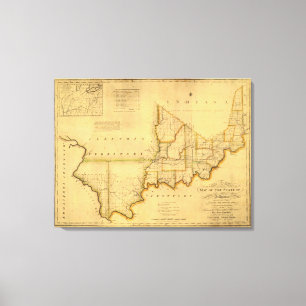 Impressão Em Tela Mapa de Shelton e de Kensett do estado de Indiana