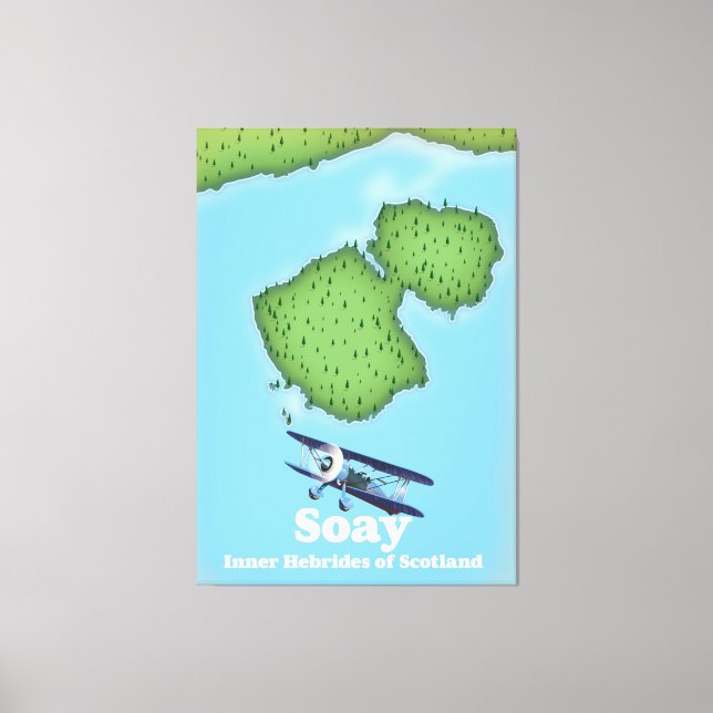 Impressão Em Tela Mapa de Soay Inner Hebrides da Escócia (Frente)