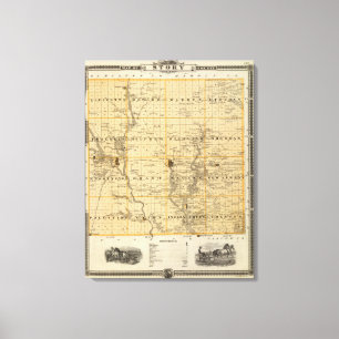 Impressão Em Tela Mapa de Story County, estado de Iowa