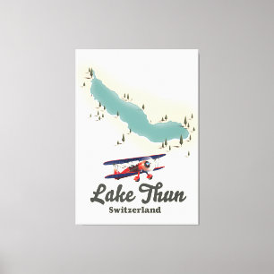 Impressão Em Tela Mapa de Suiças do Lago Thun