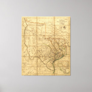 Impressão Em Tela Mapa de Texas por John Arrowsmith (1841)