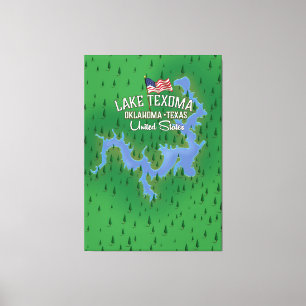 Impressão Em Tela Mapa de Texoma EUA do lago